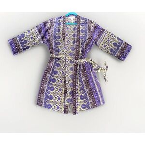 Oscar de la Renta Pink Label Purple Paisley Women's Robe‎ Medium